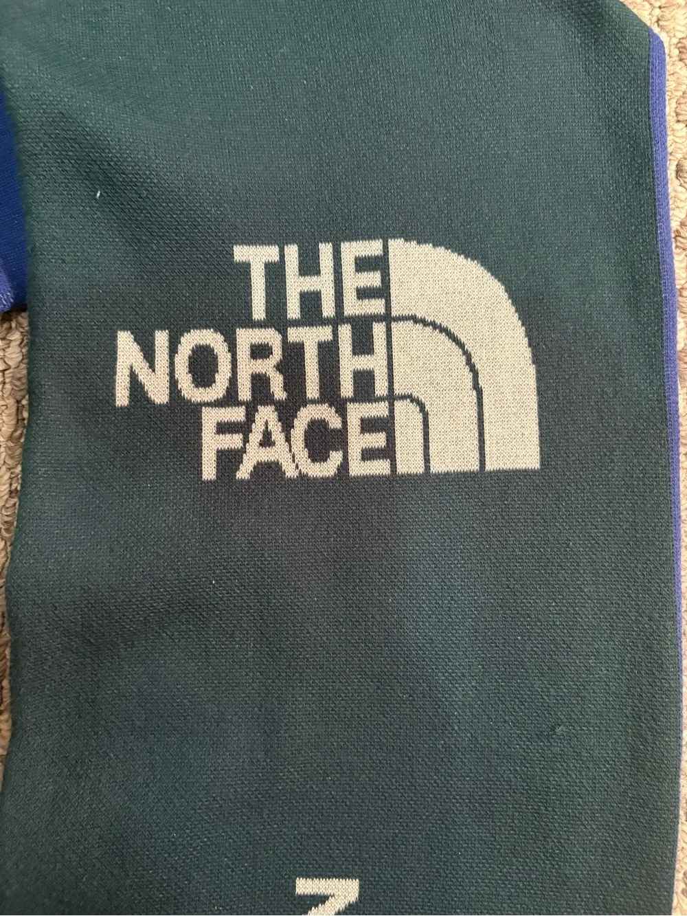 The Northface Color Block Scarf TNF Blue / Green OS Big Logo 96” x 12” - Picture 4 of 8